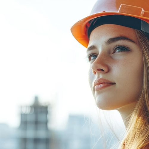 Ingenieurin auf einer Baustelle